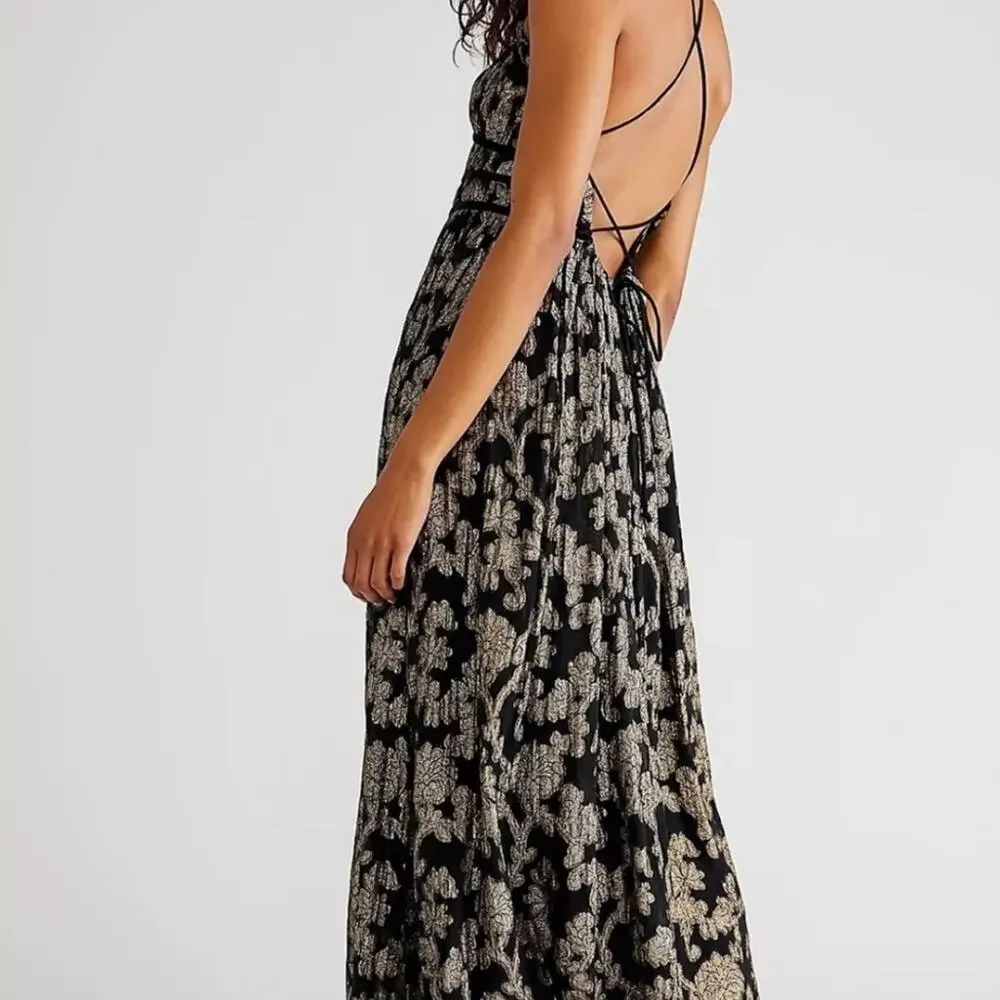 Free People $228 Metallic Maxi Dress - Picture 8 of 9